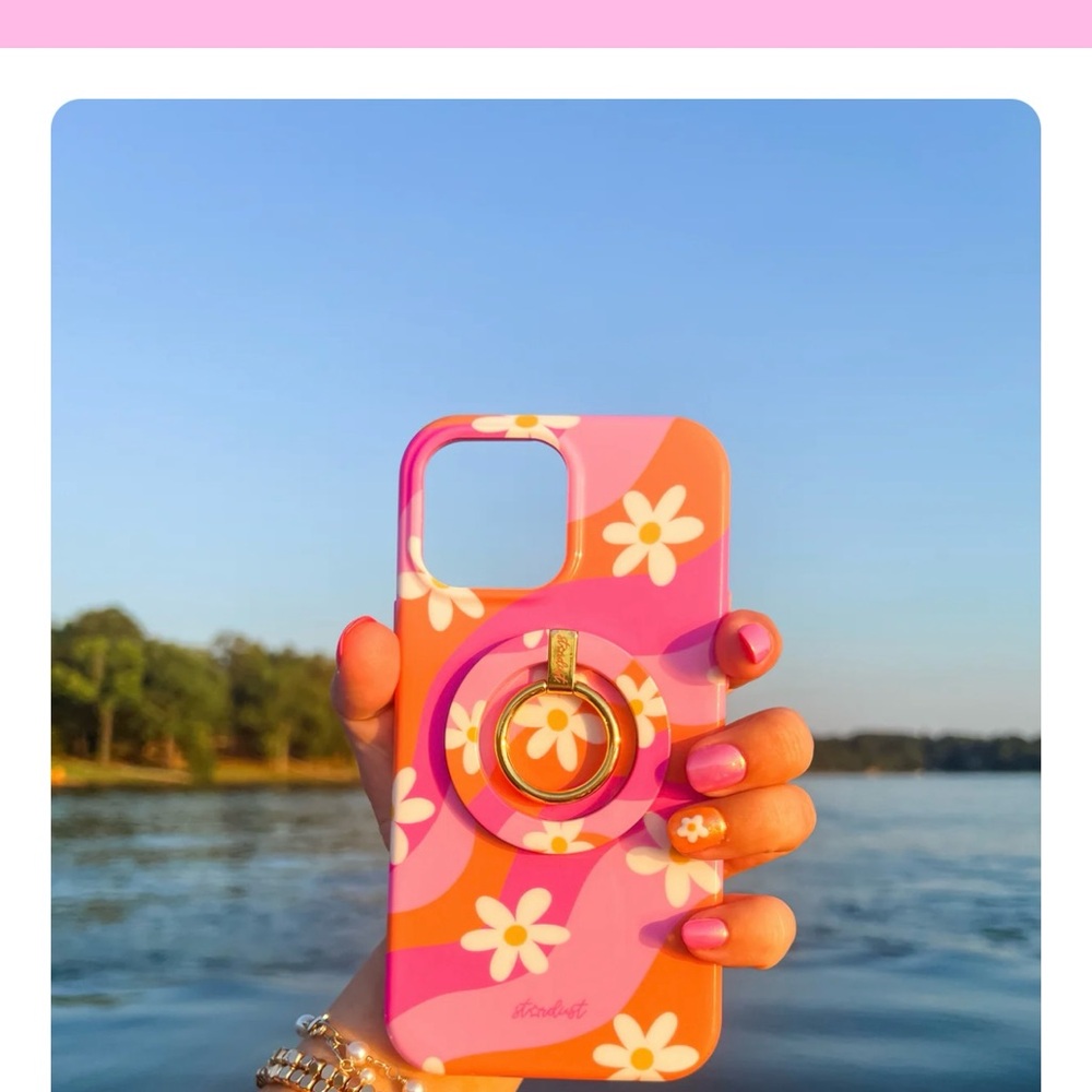 Pink and Orange Floral iPhone Case with Protective Bumper - Picture 9 of 9